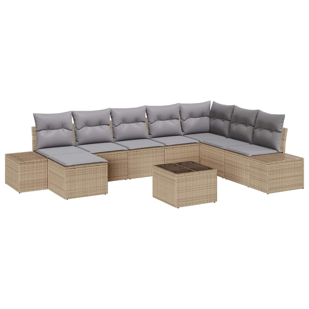 vidaXL Σετ Καναπέ Κήπου 8 pcs Μπεζ και Ανοιχτό γκρι συνθετικό ρατάν