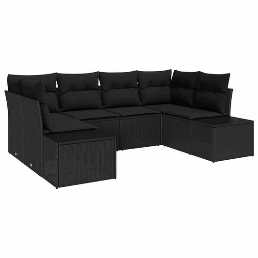 vidaXL Σετ Καναπέ Κήπου με αποθήκευση 6 pcs Μαύρο Πολυ ράταν