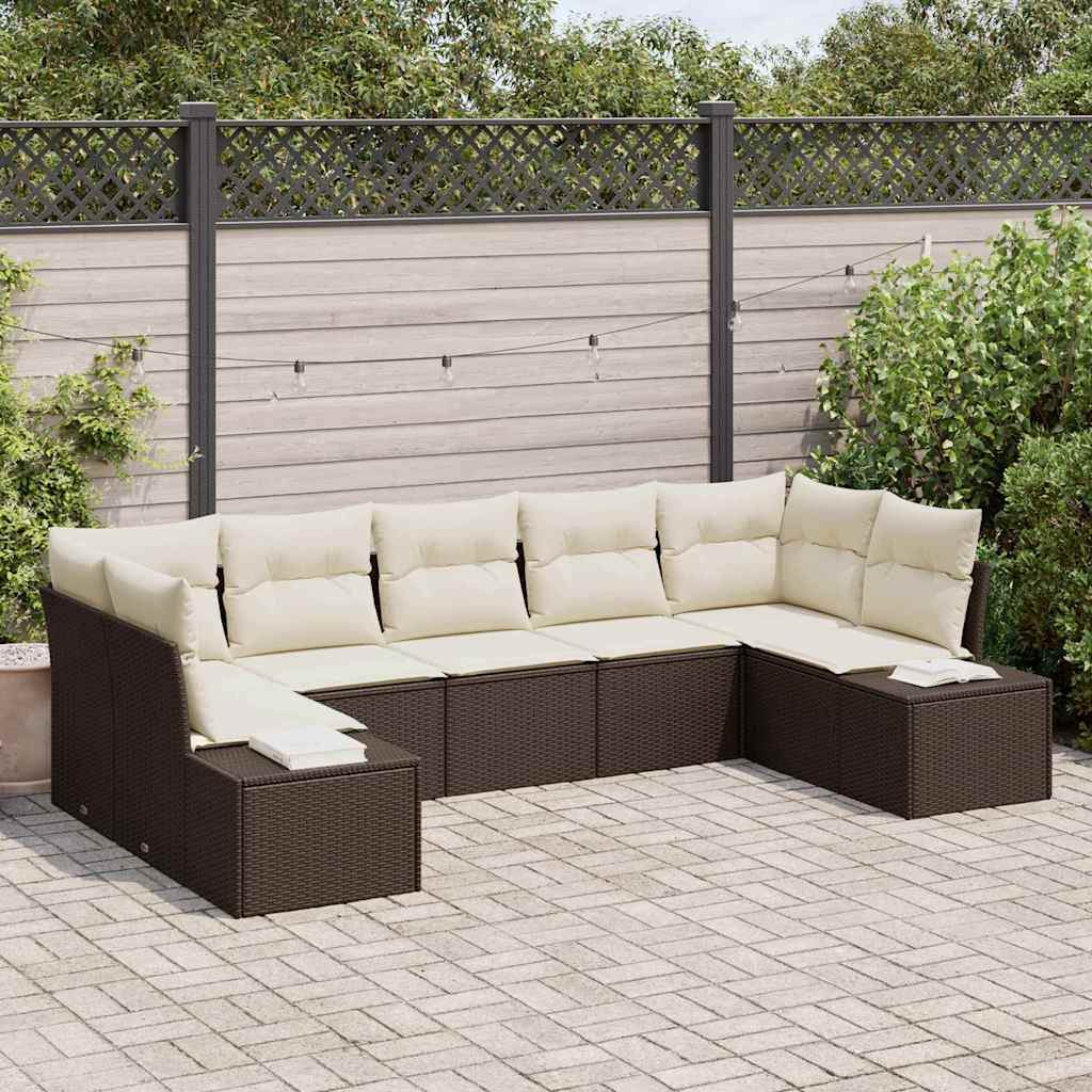 vidaXL Σετ Καναπέ Κήπου 7 pcs Καφέ και κρεμ 289 x 154 x 85 εκ.