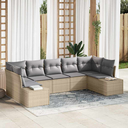 vidaXL Σετ Καναπέ Κήπου 7 pcs μπεζ και ανοιχτό γκρι 289 x 154 x 85 εκ.