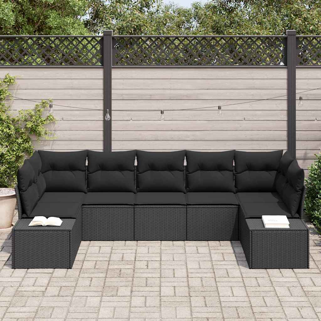 vidaXL Σετ Καναπέ Κήπου 7 pcs Μαύρο 289 x 154 x 85 εκ. Πολυ ράταν