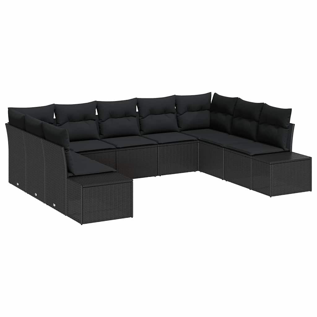 vidaXL Σετ Καναπέ Κήπου 9 pcs Μαύρο 289 x 209 x 85 εκ Πολυ ράταν