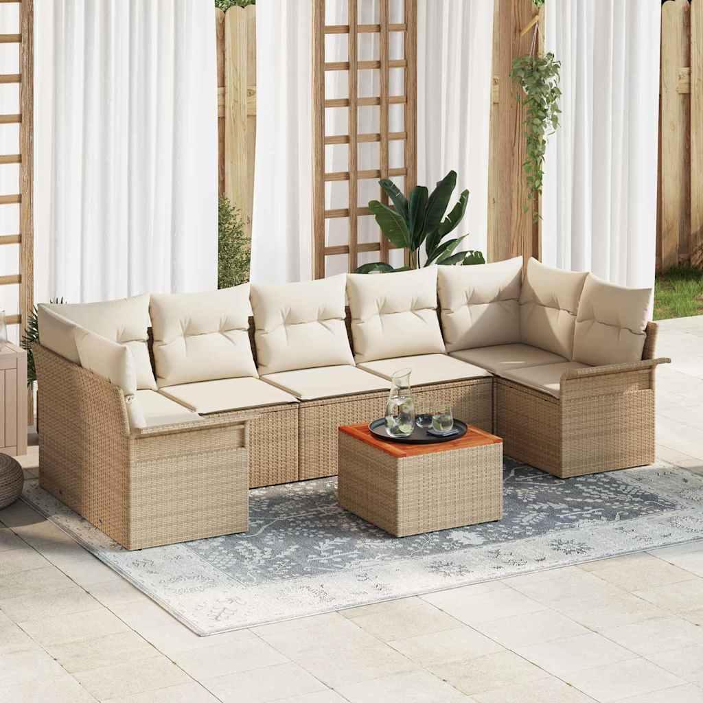 vidaXL Σετ Καναπέ Κήπου 8 pcs Μπεζ και Κρέμα συνθετικό ρατάν