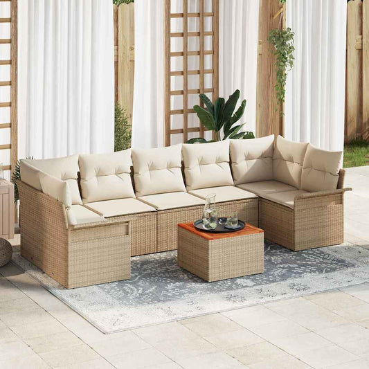 vidaXL Σετ Καναπέ Κήπου 8 pcs Μπεζ και Κρέμα συνθετικό ρατάν