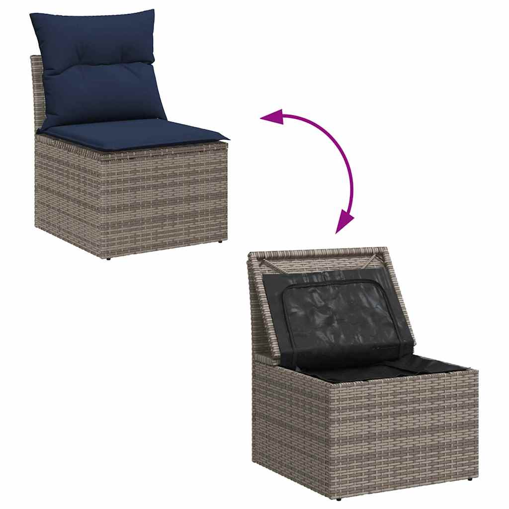 vidaXL Σετ Καναπέ Κήπου 9 pcs Γκρι και Navy Blue συνθετικό ρατάν