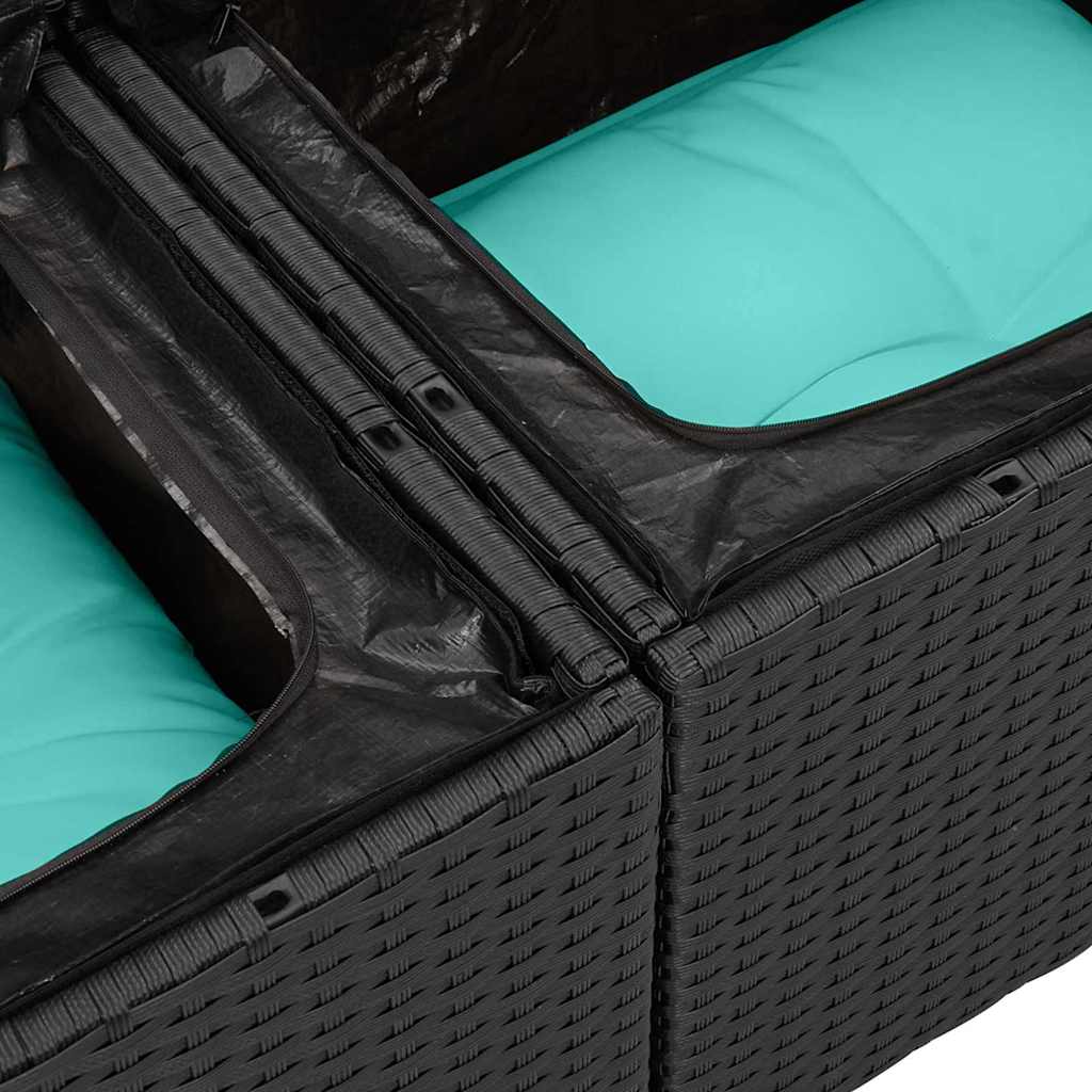 vidaXL Σετ Καναπέ Κήπου 9 τμχ. 8-Αριθμός καθισμάτων Μαύρο και Τυρκουάζ