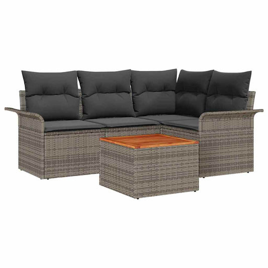 vidaXL Σετ Καναπέ Κήπου με αποθήκευση 5 pcs Γκρι συνθετικό ρατάν