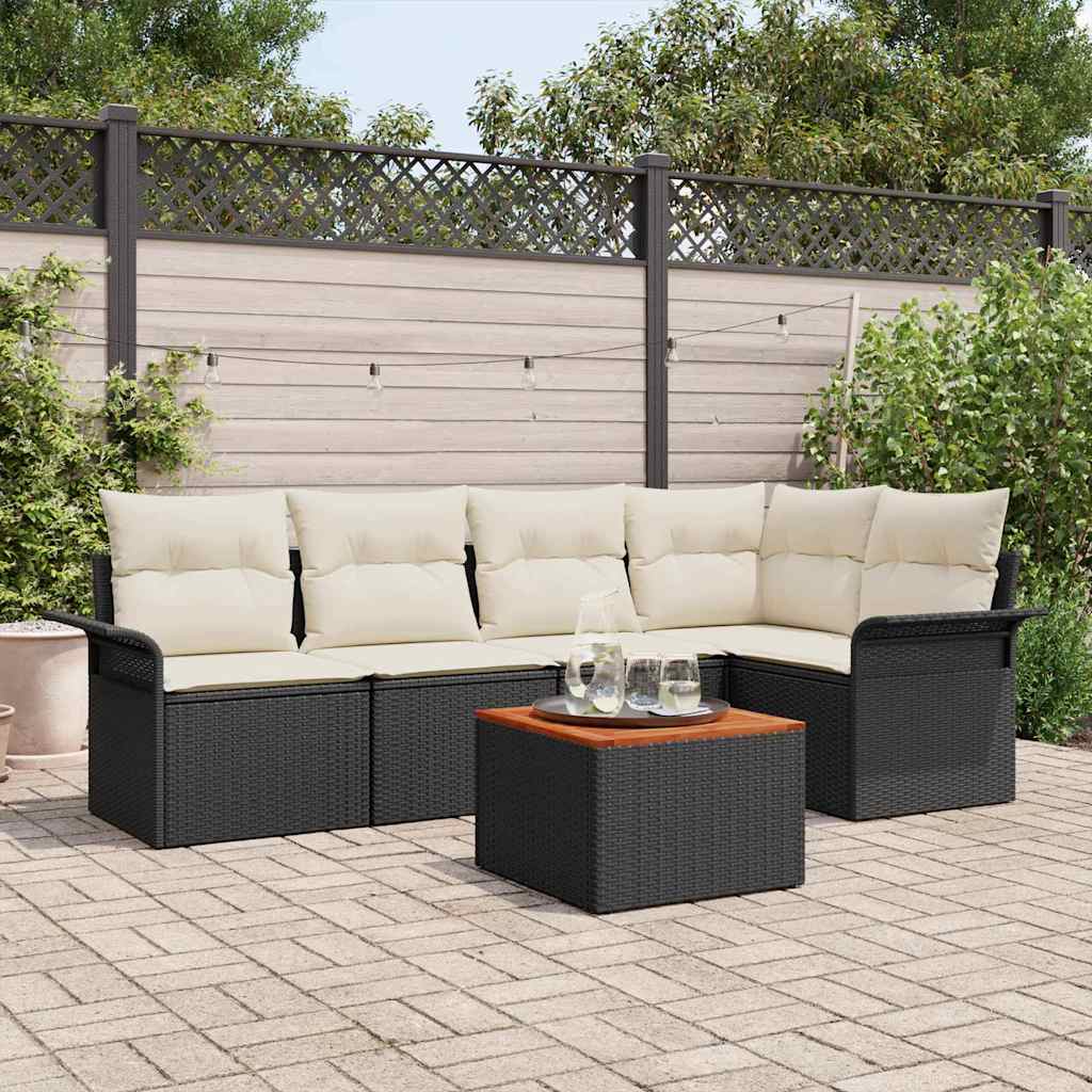 vidaXL Σετ Καναπέ Κήπου 6 pcs Μαύρο και Κρέμα 55 x 55 x 37 εκ