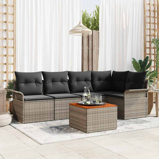 vidaXL Σετ Καναπέ Κήπου με μαξιλάρι 6 pcs Γκρι 55 x 55 x 37 εκ