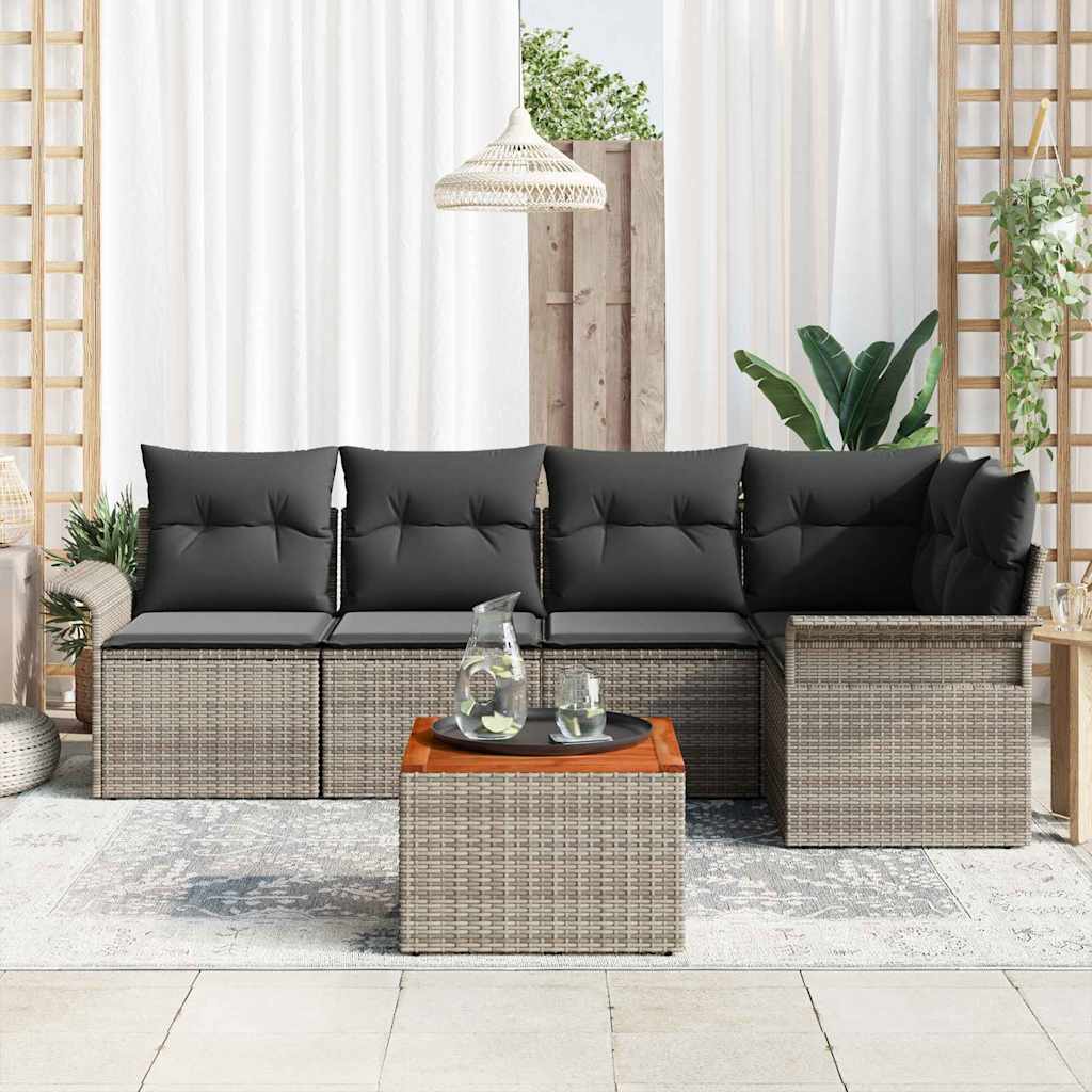 vidaXL Σετ Καναπέ Κήπου με μαξιλάρι 6 pcs Γκρι 55 x 55 x 37 εκ