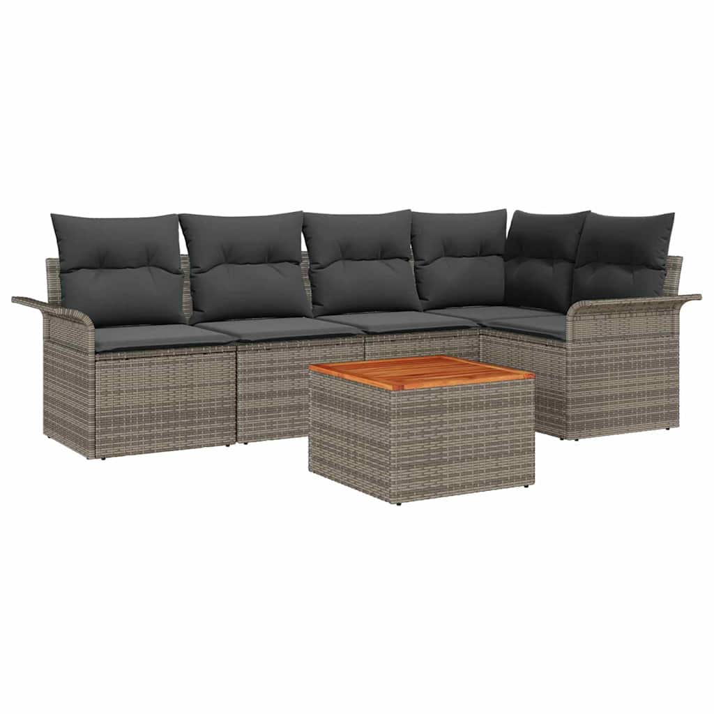 vidaXL Σετ Καναπέ Κήπου με μαξιλάρι 6 pcs Γκρι 55 x 55 x 37 εκ