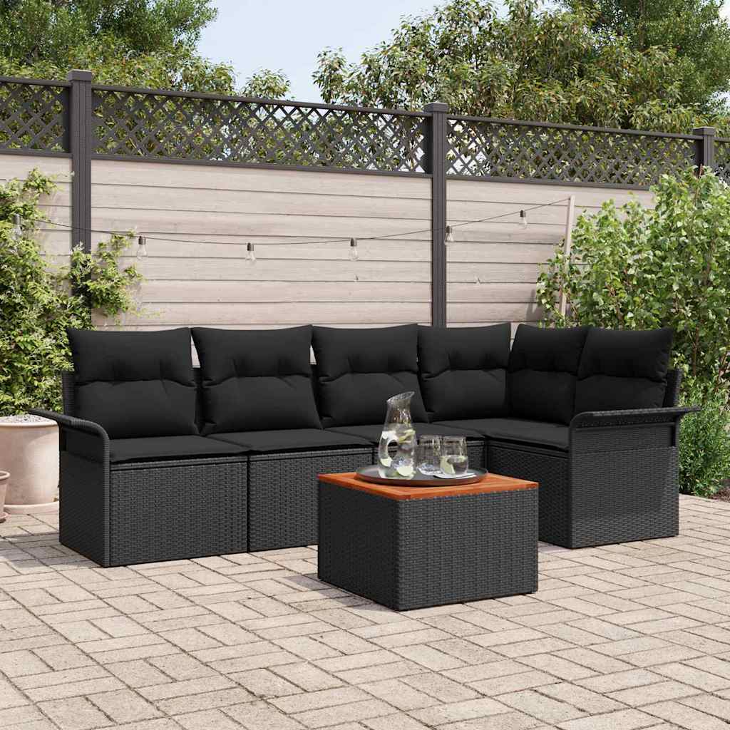 vidaXL Σετ Καναπέ Κήπου με μαξιλάρι 6 pcs Μαύρο 55 x 55 x 37 εκ