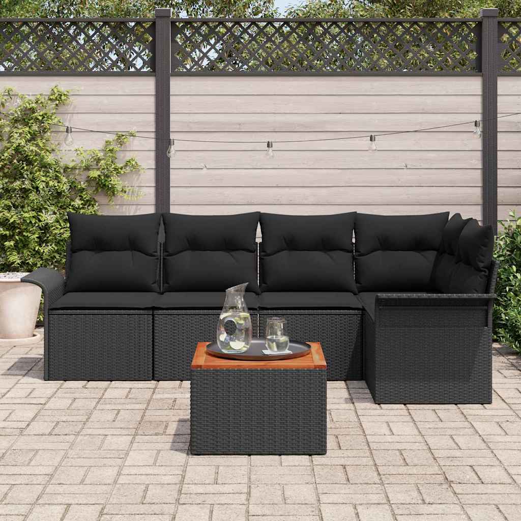 vidaXL Σετ Καναπέ Κήπου με μαξιλάρι 6 pcs Μαύρο 55 x 55 x 37 εκ