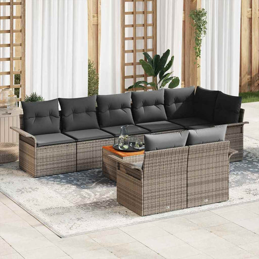 vidaXL Σετ Καναπέ Κήπου με αποθήκευση 9 pcs Γκρι συνθετικό ρατάν