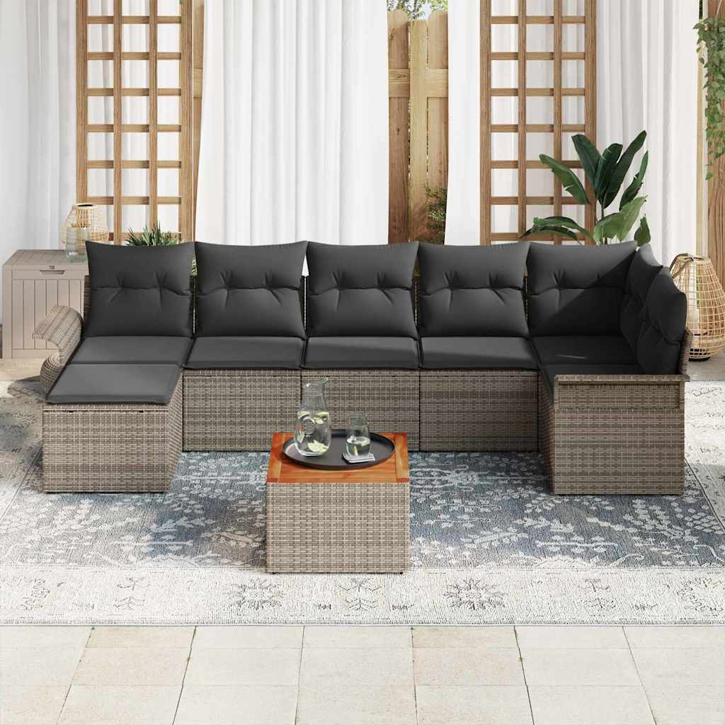 vidaXL Σετ Καναπέ Κήπου με αποθήκευση 8 pcs Γκρι συνθετικό ρατάν