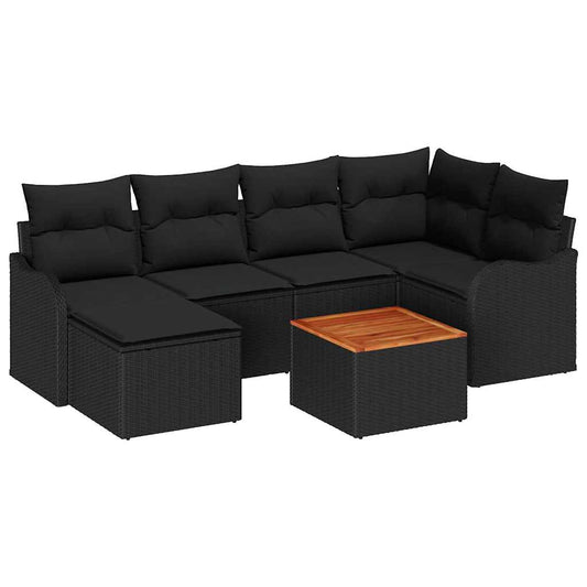 vidaXL Σετ Καναπέ Κήπου 7 pcs Μαύρο