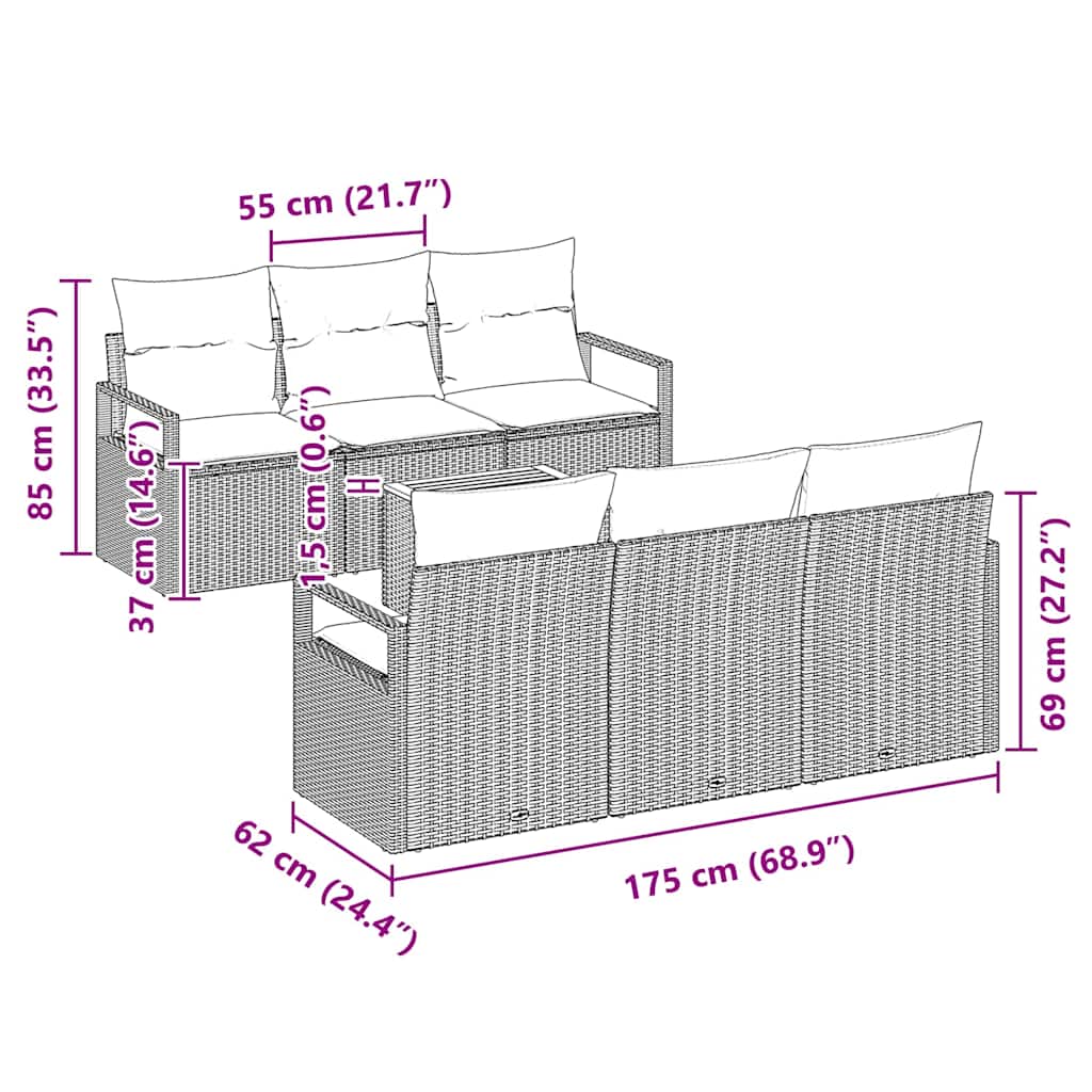 vidaXL Μπεζ Σετ Σαλονιού Κήπου 7 pcs Beige, λευκό Μεσαίο