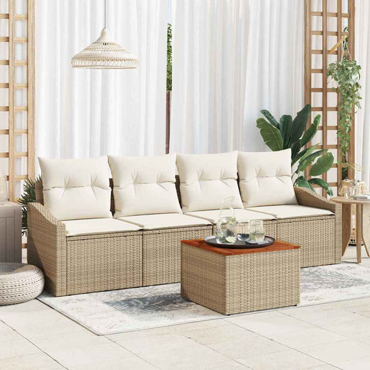 vidaXL Σετ Καναπέ Κήπου 5 pcs Beige, λευκό 55 x 55 x 37 εκ