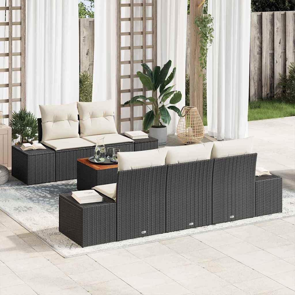 vidaXL Σετ Καναπέ Κήπου 6 pcs Μαύρος, λευκός 55 x 55 x 37 εκ