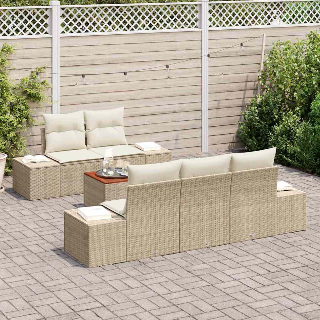 vidaXL Σετ Καναπέ Κήπου 6 pcs Beige, λευκό 55 x 55 x 37 εκ