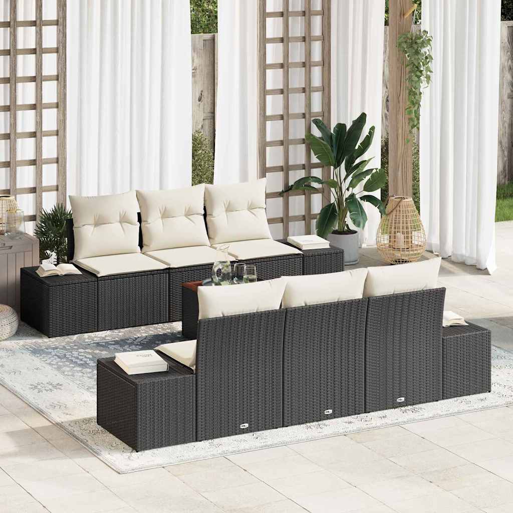 vidaXL Σετ Καναπέ Κήπου 7 pcs Μαύρος, λευκός 55 x 55 x 37 εκ