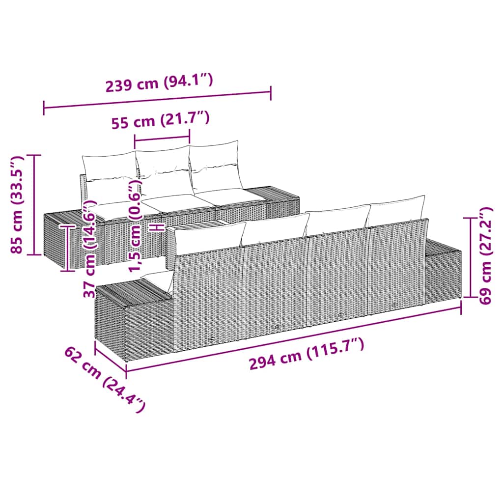 vidaXL Σετ Καναπέ Κήπου 8 pcs μπεζ και ανοιχτό γκρι