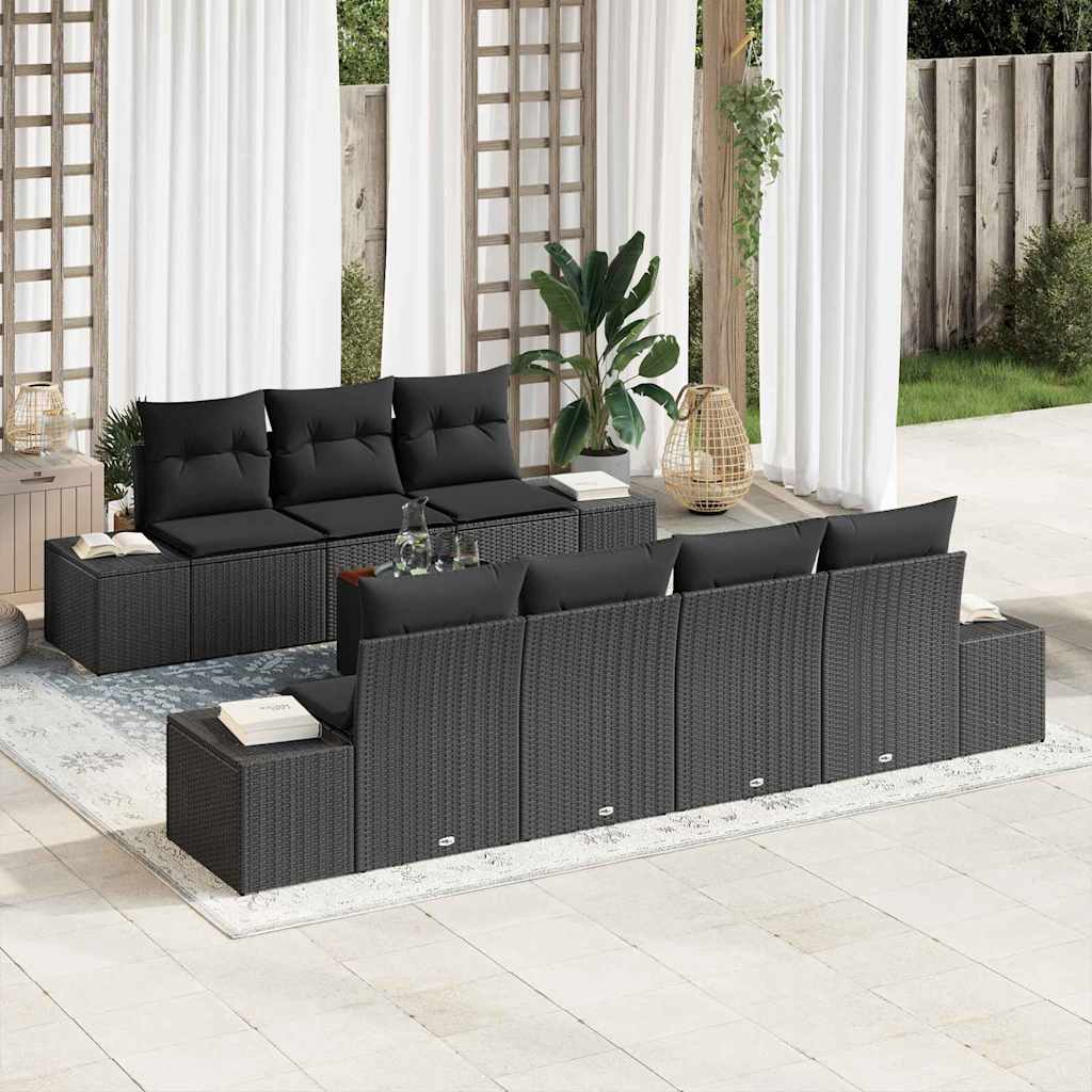 vidaXL Σετ Καναπέ Κήπου 8 pcs Μαύρο