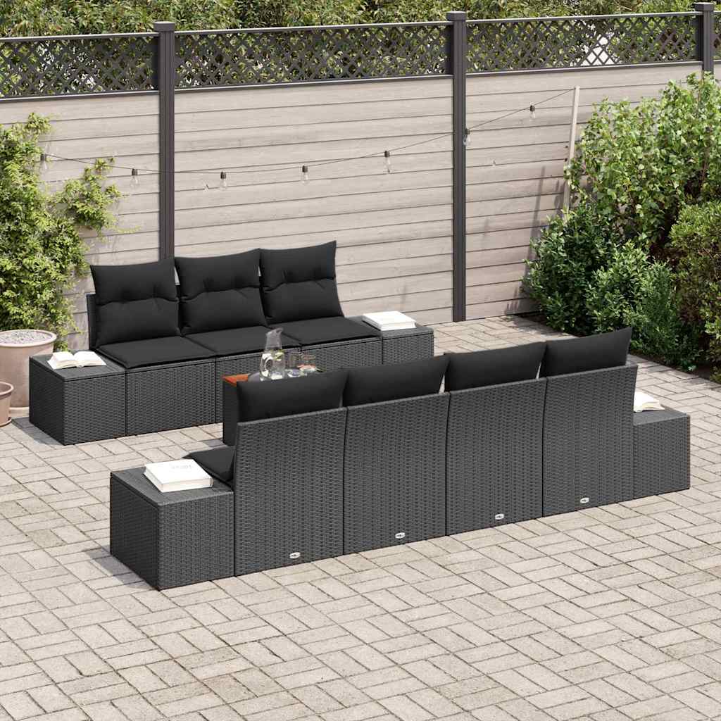 vidaXL Σετ Καναπέ Κήπου 8 pcs Μαύρο