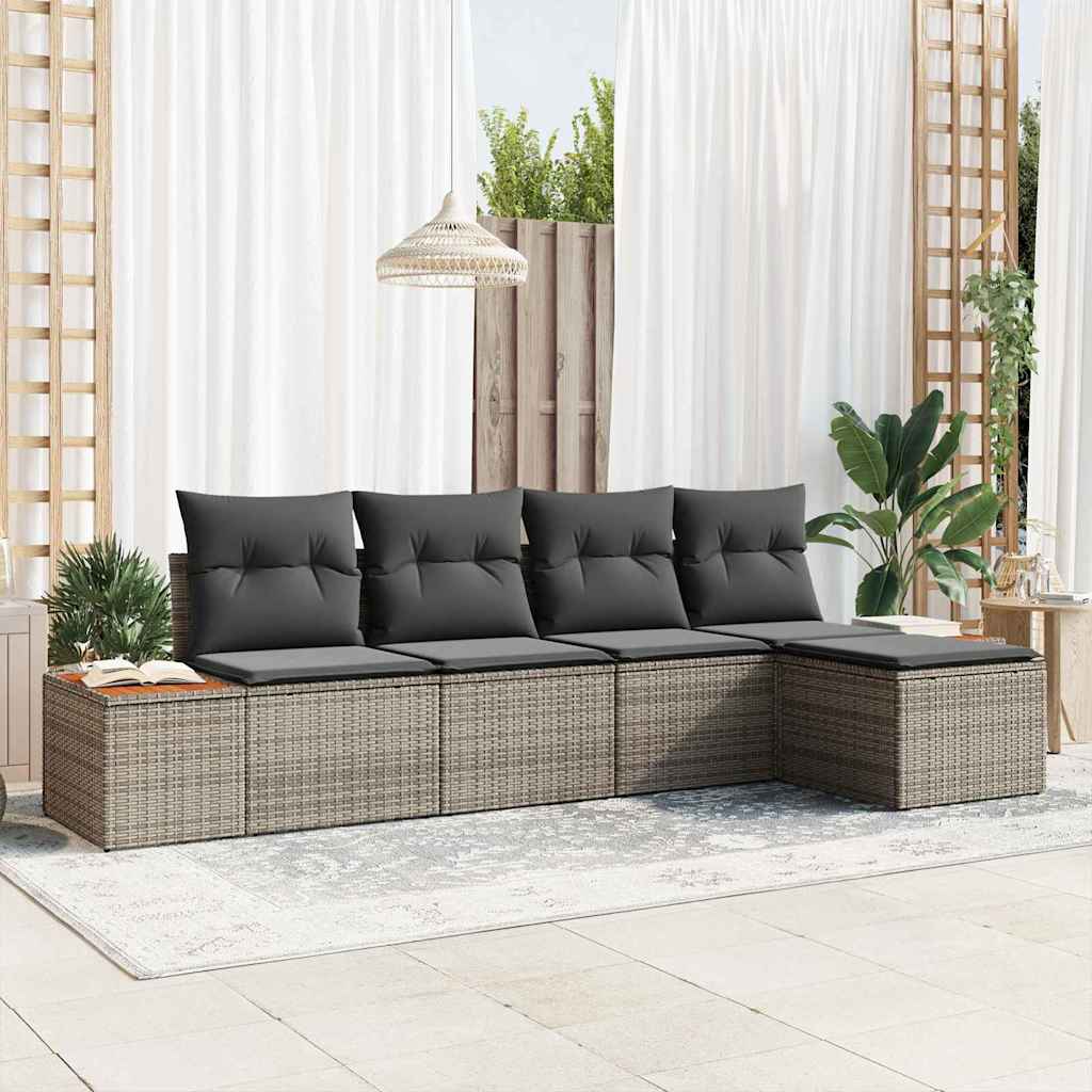 vidaXL Σετ Καναπέ Κήπου 5 pcs Γκρι 184 x 62 x 85 εκ. Πολυ ράταν