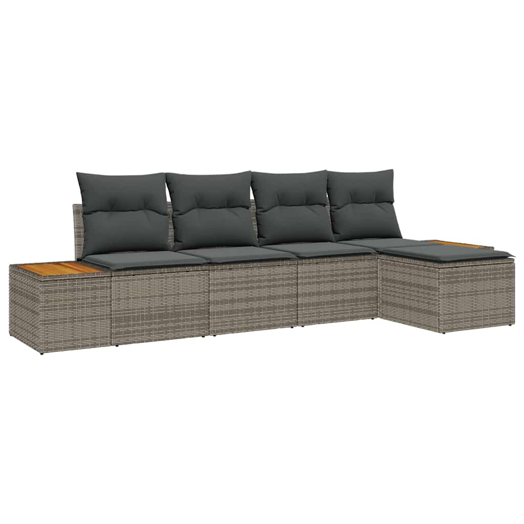vidaXL Σετ Καναπέ Κήπου 5 pcs Γκρι 184 x 62 x 85 εκ. Πολυ ράταν