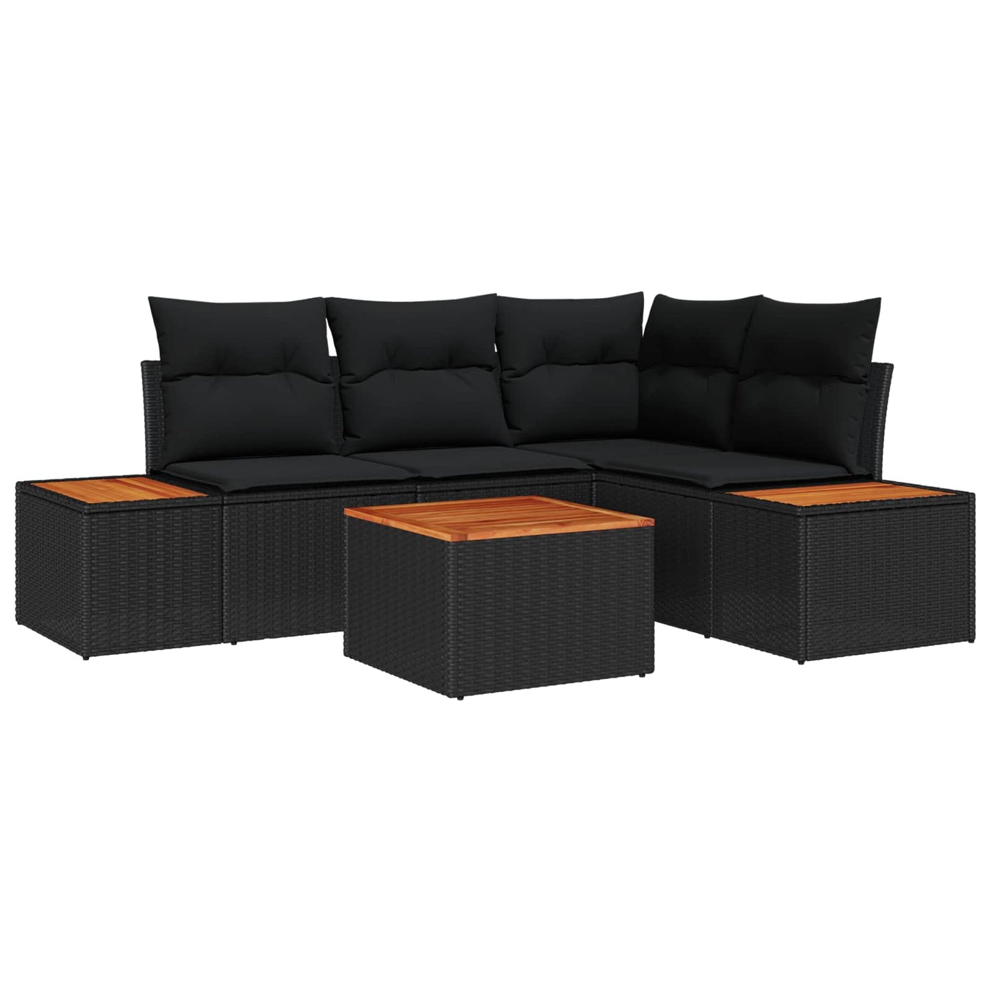 vidaXL Σετ Καναπέ Κήπου με μαξιλάρι 4 pcs Μαύρο Πολυρατάν