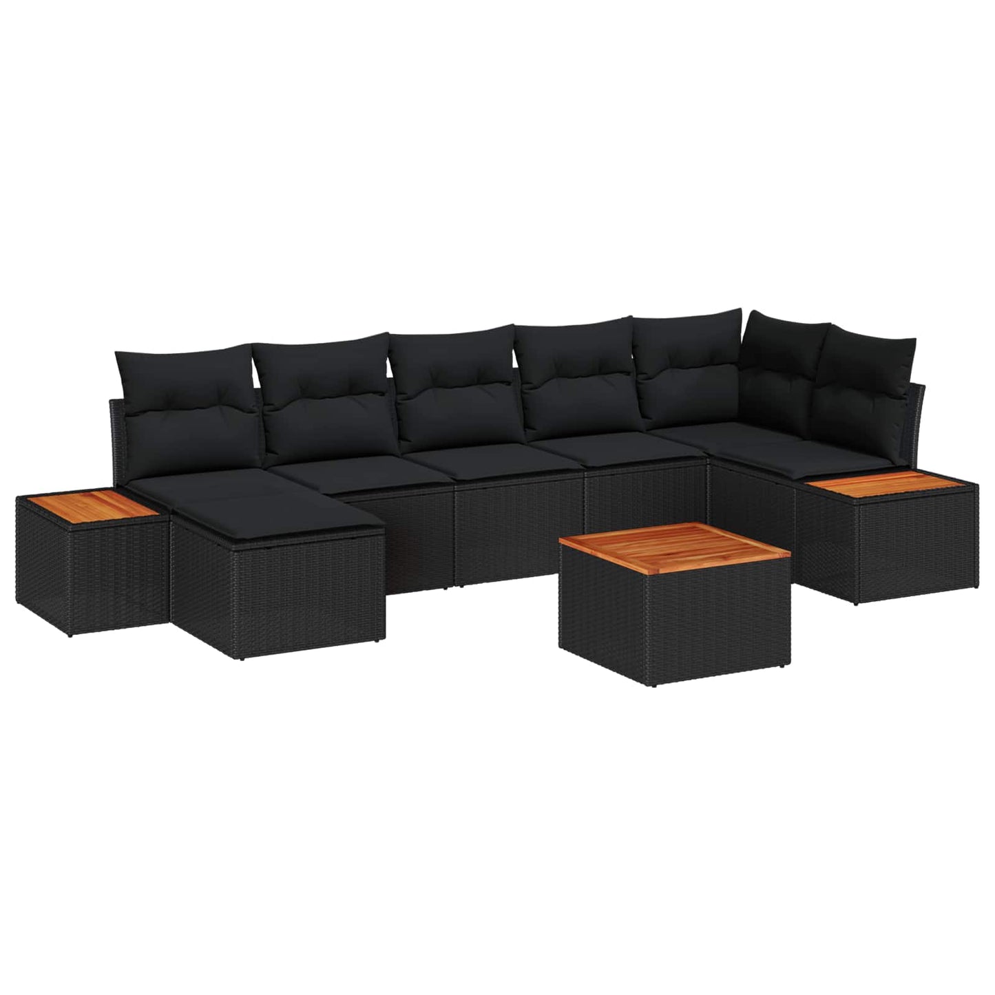 vidaXL Σετ Καναπέ Κήπου με μαξιλάρι 8 pcs Μαύρο Πολυρατάν