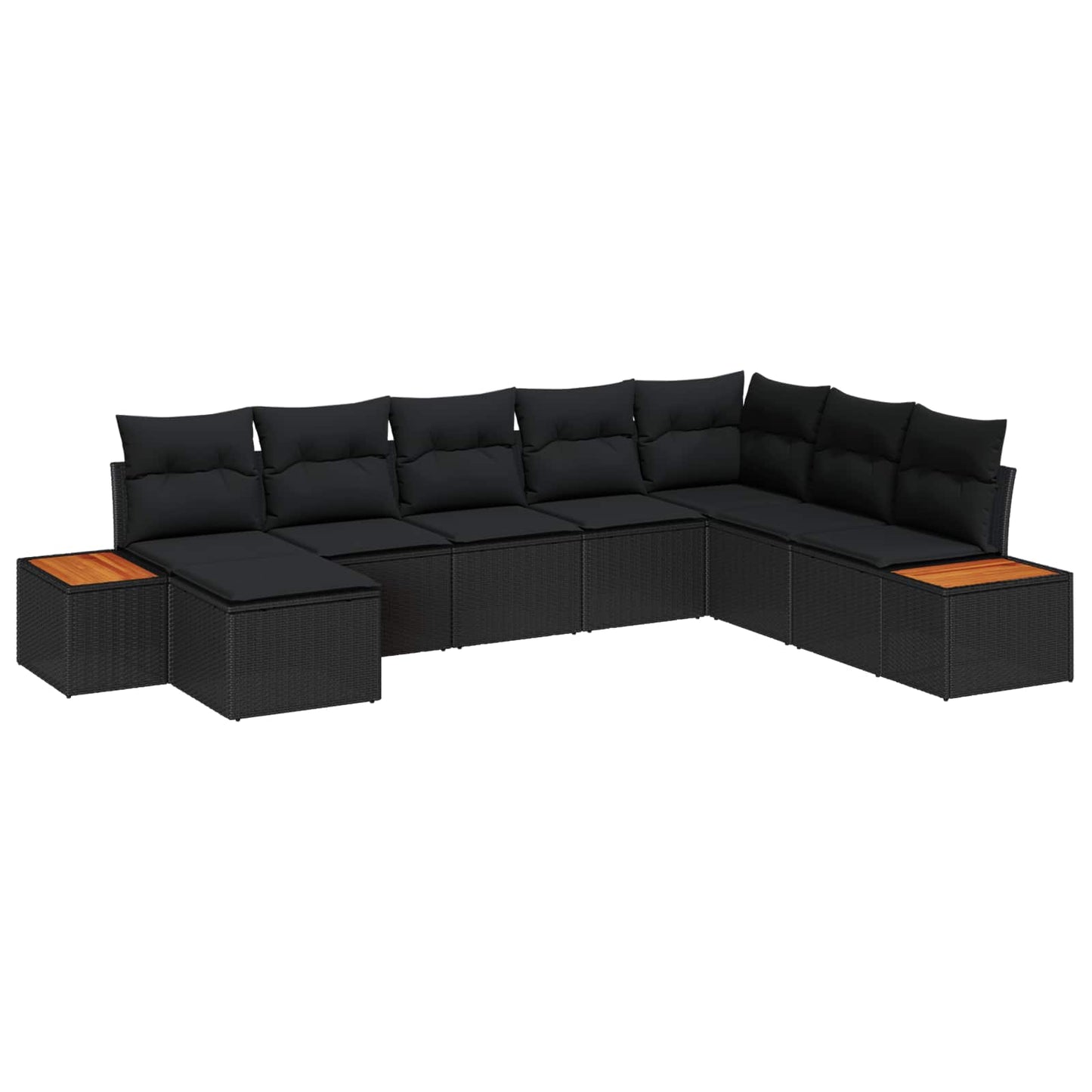 vidaXL Σετ Καναπέ Κήπου με μαξιλάρι 9 pcs Μαύρο Πολυρατάν