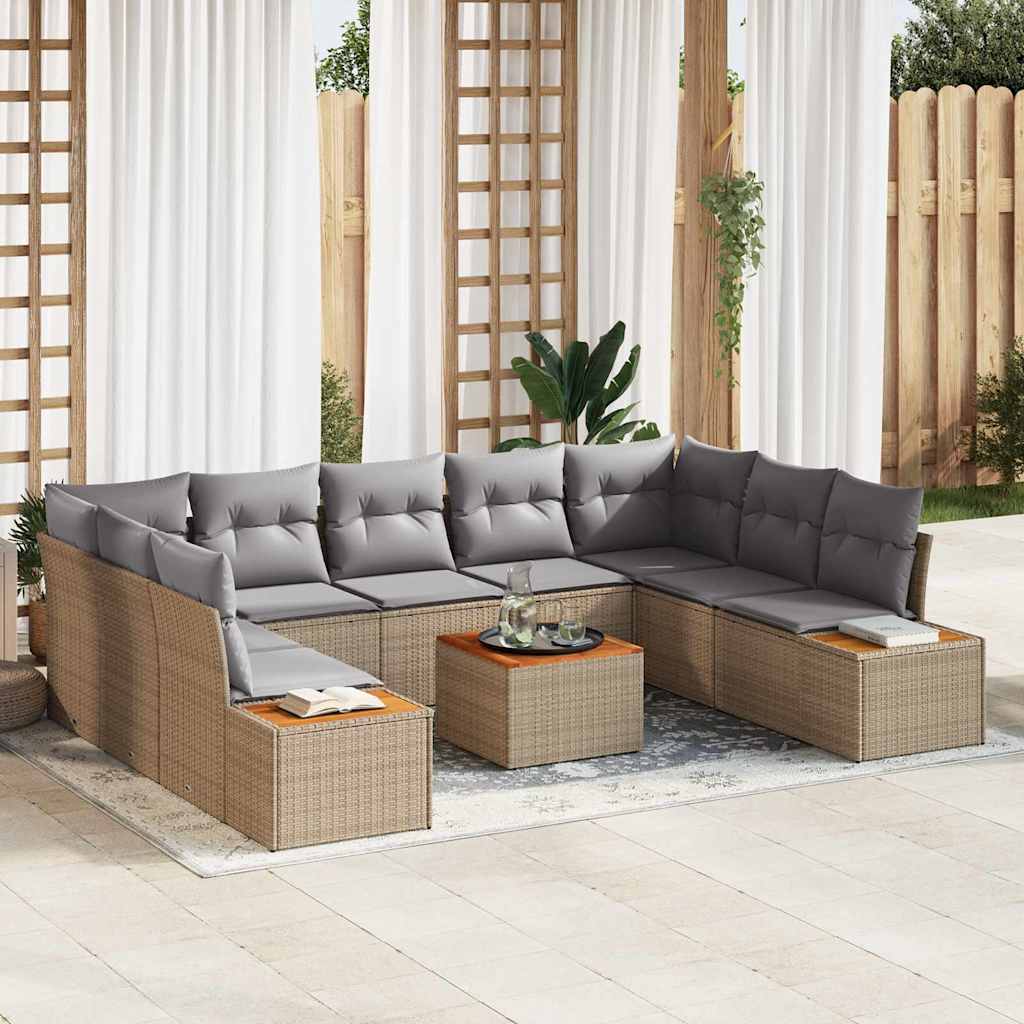 vidaXL Σετ Καναπέ Κήπου 5 pcs Μπέζ και Ανοιχτό Γκρι Πολυρατάν