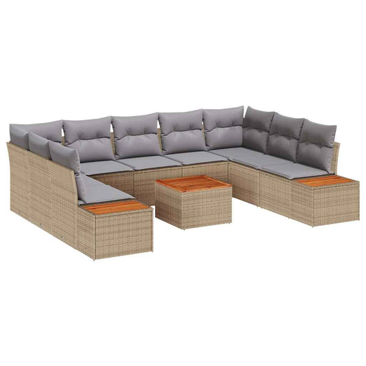 vidaXL Σετ Καναπέ Κήπου 5 pcs Μπέζ και Ανοιχτό Γκρι Πολυρατάν