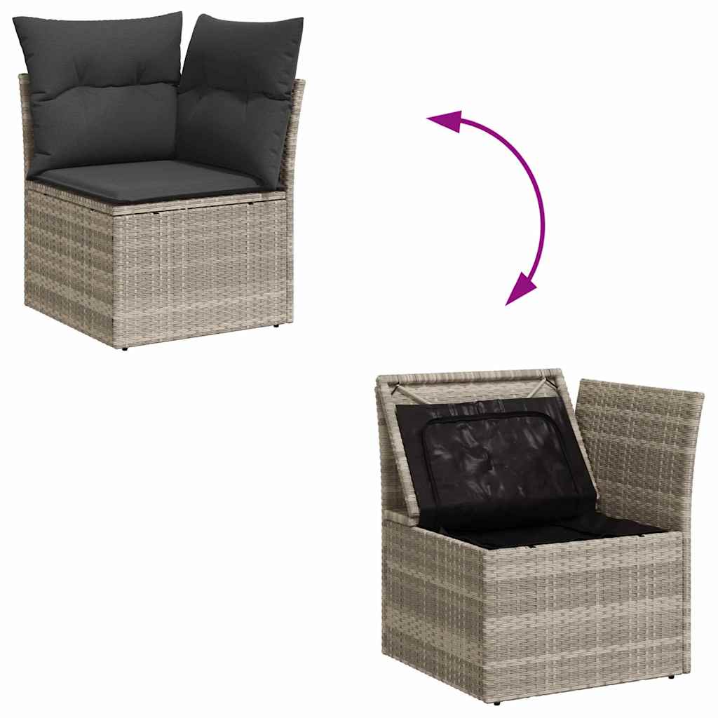 vidaXL Σετ Καναπέ Κήπου με μαξιλάρι 7 pcs Ανοιχτό γκρι Πολυ ράταν