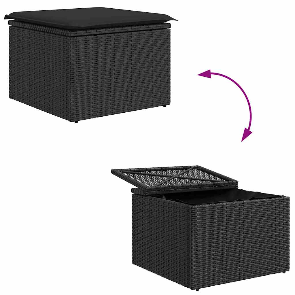 vidaXL Σετ Καναπέ Κήπου με μαξιλάρι 7 pcs Μαύρο Πολυ ράταν