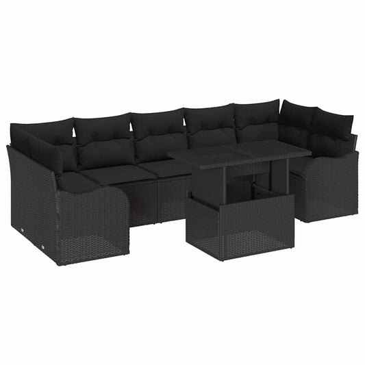 vidaXL Σετ Καναπέ Κήπου 8 pcs Μαύρο 100 x 55 x 73 εκ Πολυ ράταν
