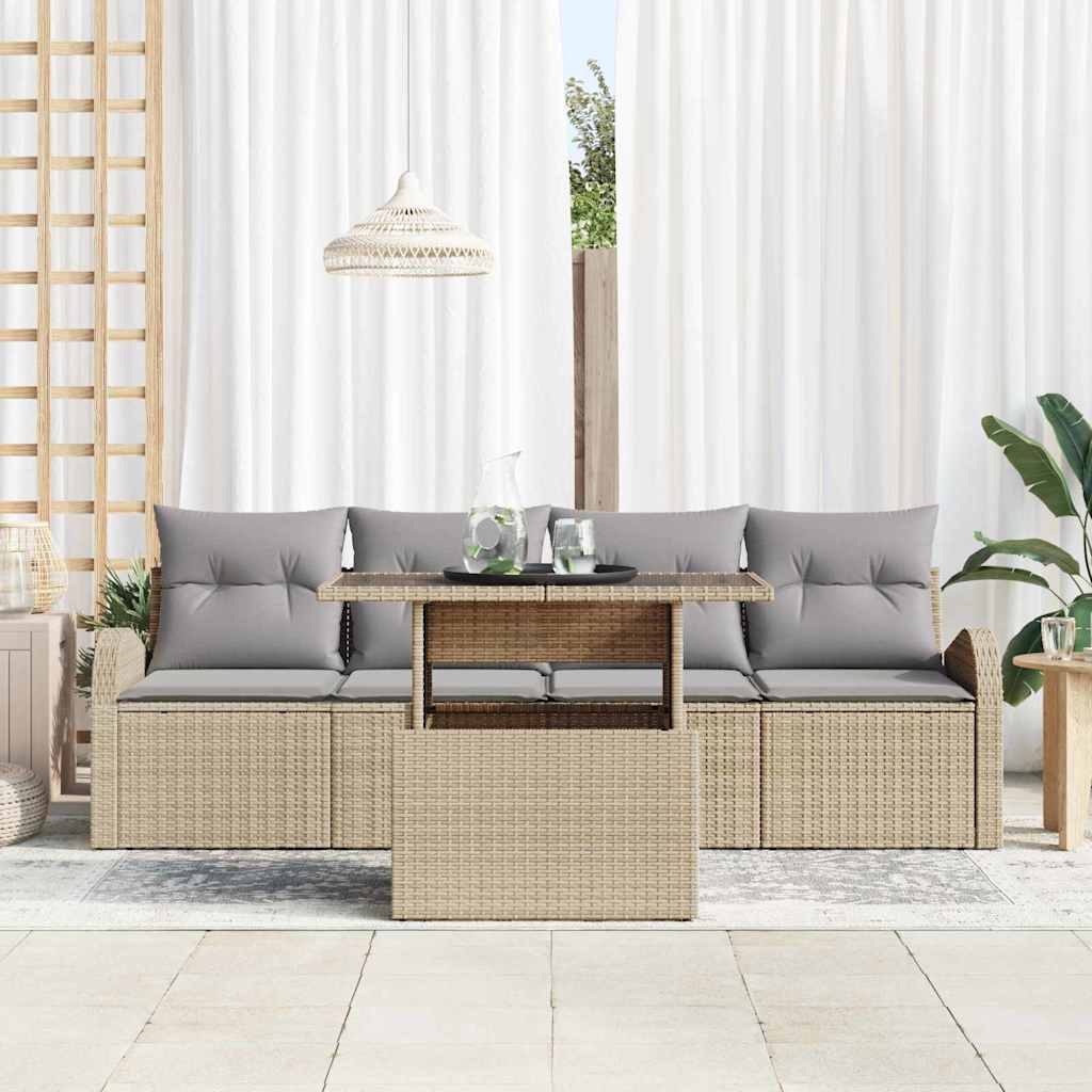 vidaXL Σετ Καναπέ Κήπου 5 pcs Μπεζ 100 x 55 x 73 εκ. Πολυ ράταν