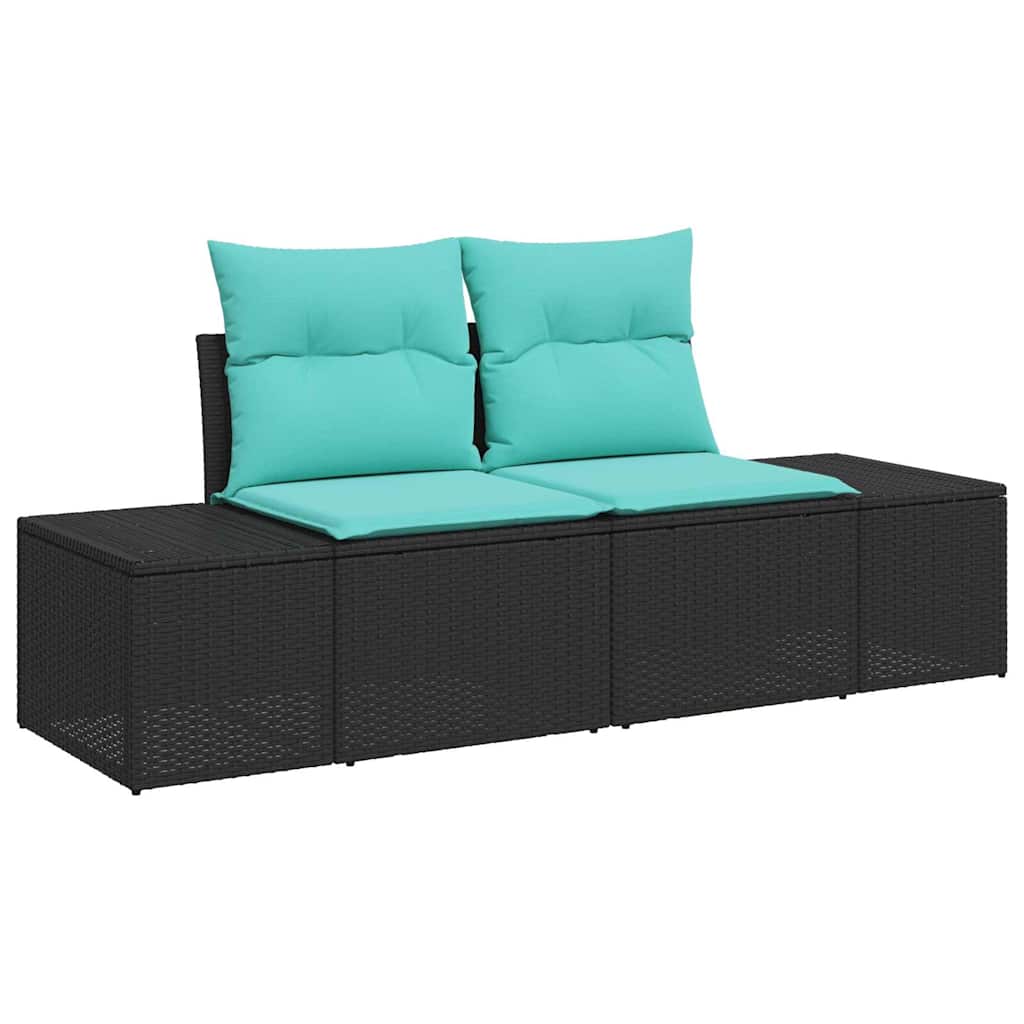 vidaXL Σετ Καναπέ Κήπου 7 τμχ. 6-Αριθμός καθισμάτων Μαύρο και Τυρκουάζ