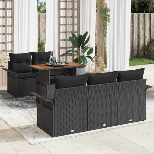 vidaXL Σετ Καναπέ Κήπου με αποθήκευση 6 pcs Μαύρο Πολυ ράταν