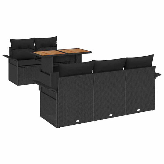 vidaXL Σετ Καναπέ Κήπου με αποθήκευση 6 pcs Μαύρο Πολυ ράταν