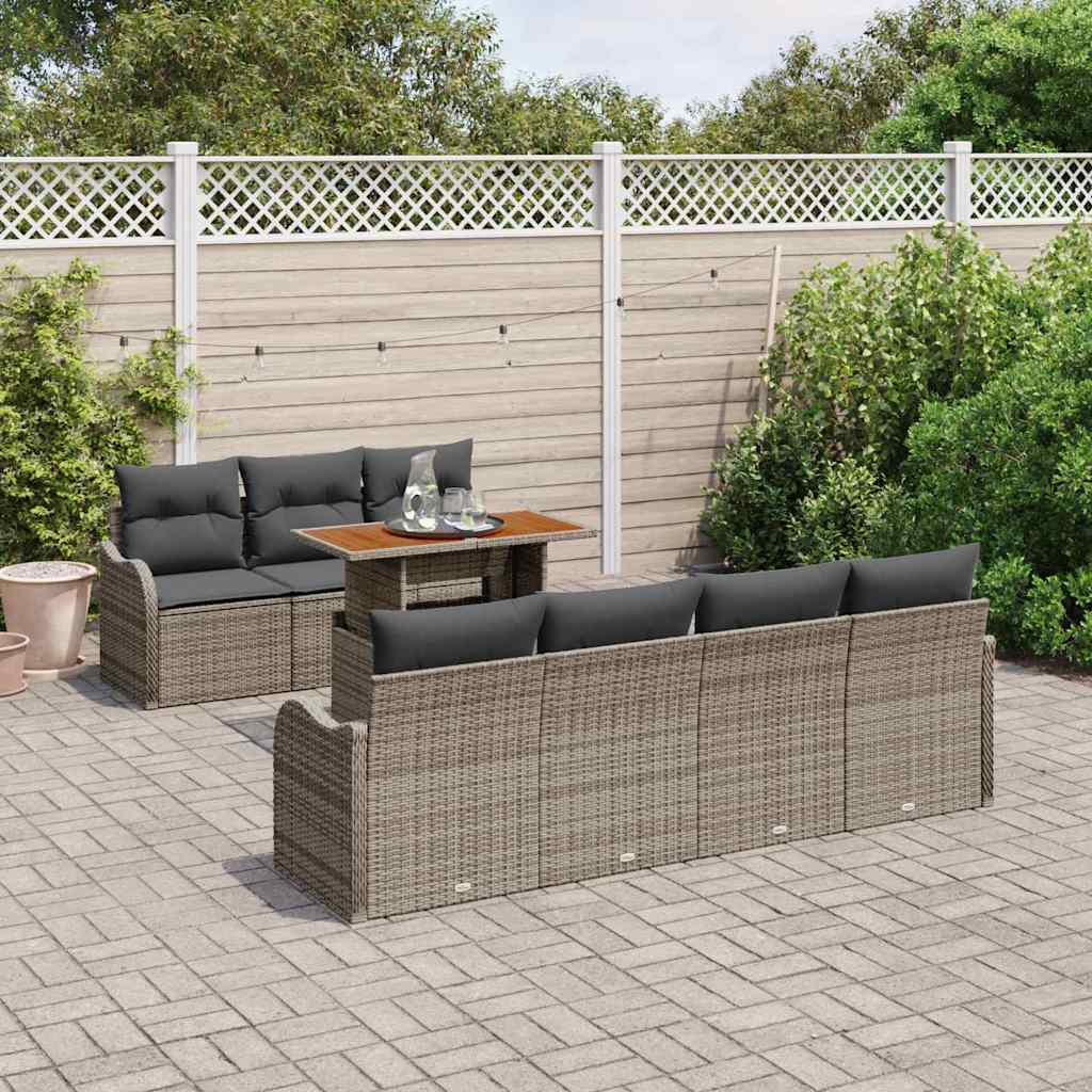 vidaXL Σετ Καναπέ Κήπου με αποθήκευση 8 pcs Γκρι Πολυ ράταν