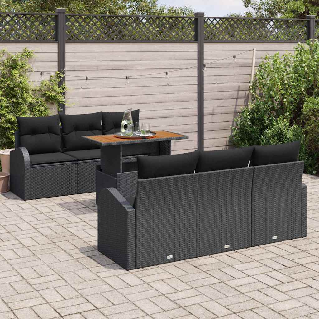 vidaXL Σετ Καναπέ Κήπου με αποθήκευση 7 pcs Μαύρο Πολυ ράταν