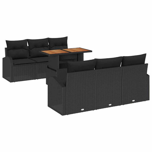vidaXL Σετ Καναπέ Κήπου με αποθήκευση 7 pcs Μαύρο Πολυ ράταν