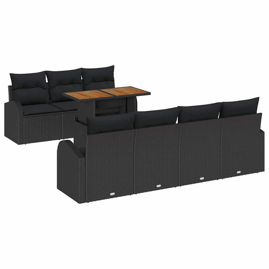 vidaXL Σετ Καναπέ Κήπου με αποθήκευση 8 pcs Μαύρο Πολυ ράταν