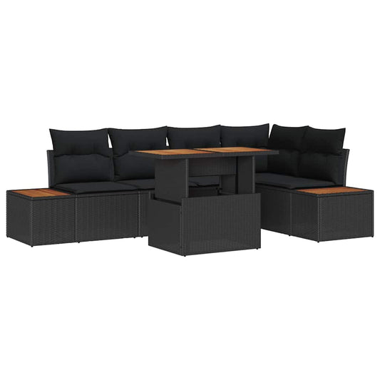 vidaXL Σετ Καναπέ Κήπου με αποθήκευση 6 pcs Μαύρο Πολυ ράταν