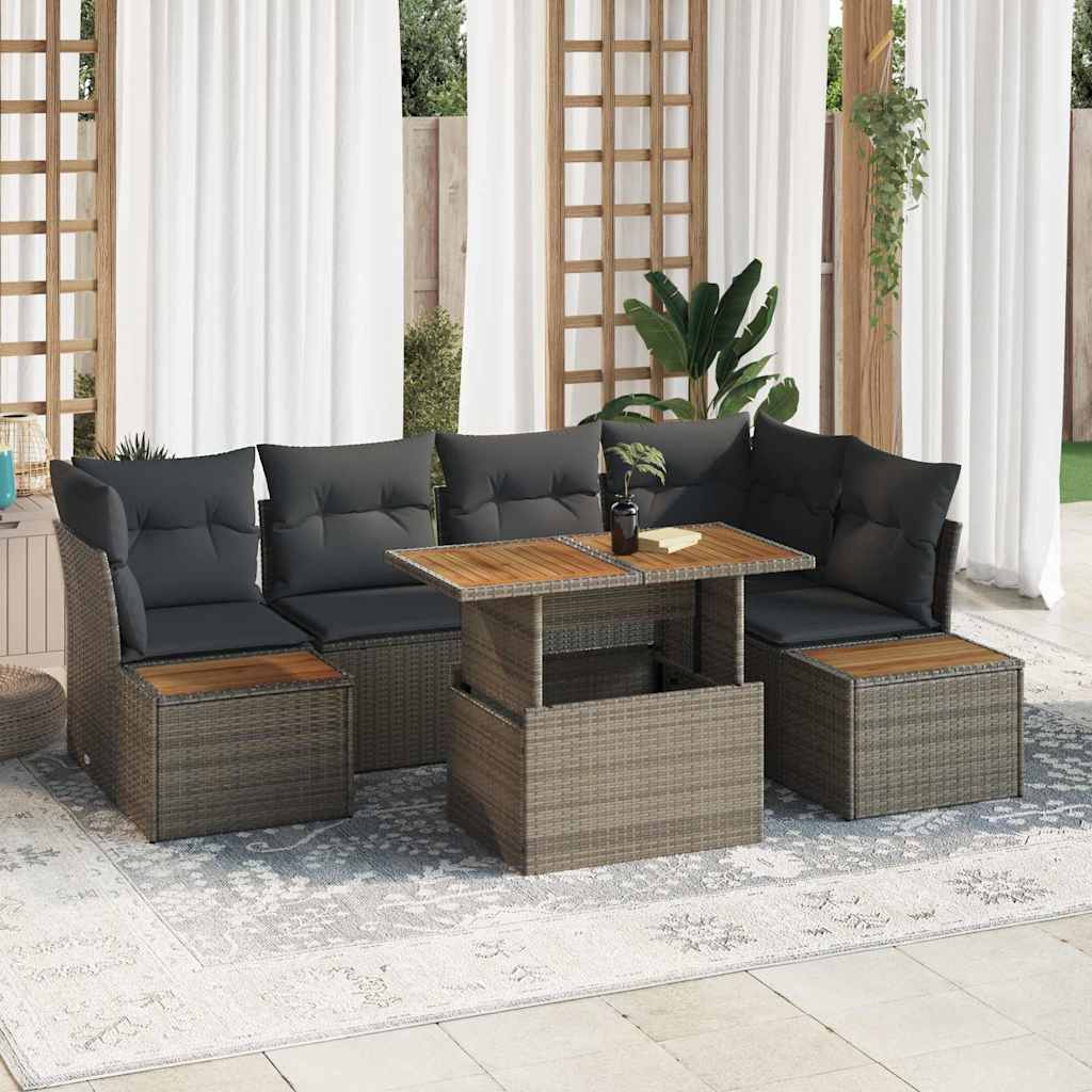 vidaXL Σετ Καναπέ Κήπου με αποθήκευση 10 pcs Γκρι Πολυ ράταν
