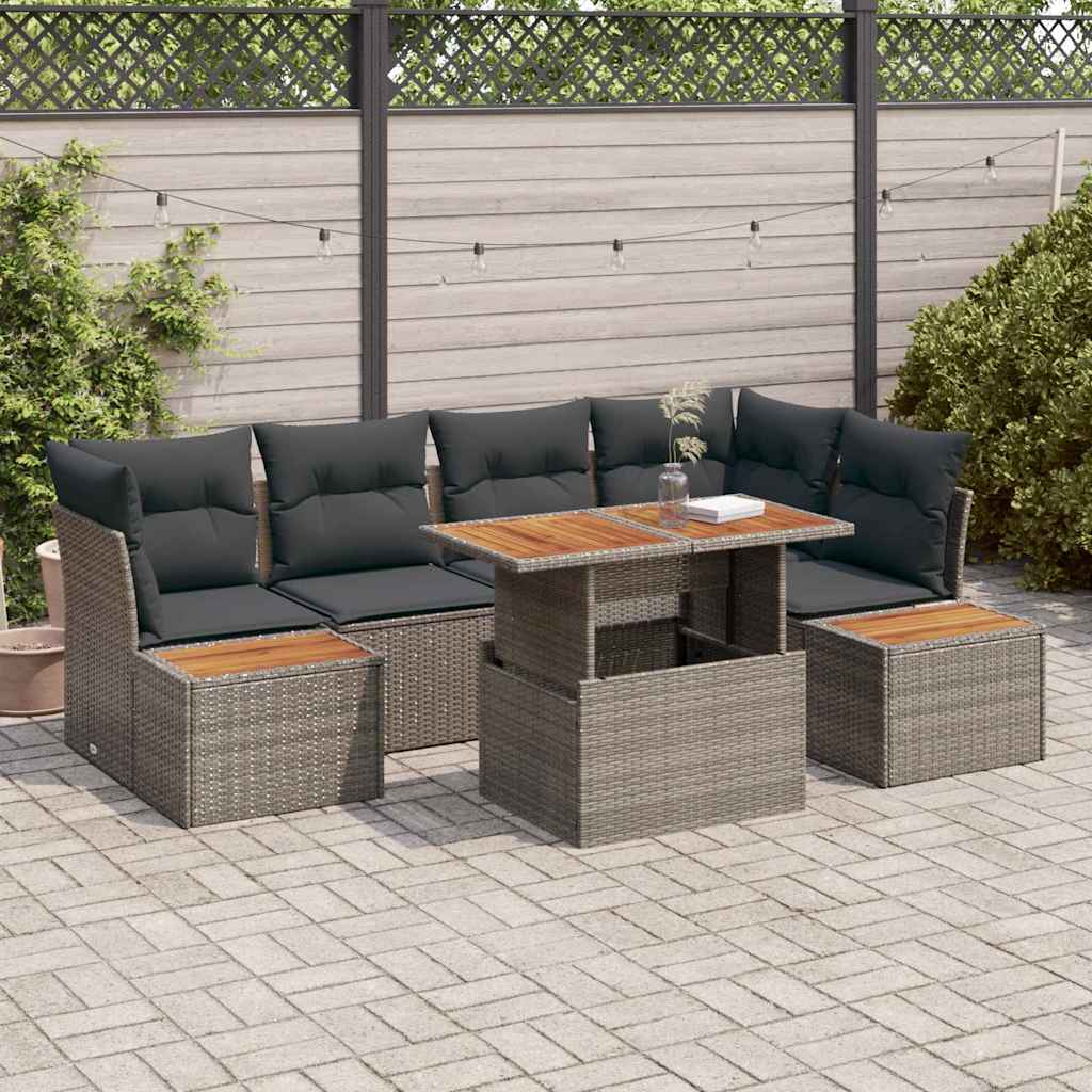 vidaXL Σετ Καναπέ Κήπου με αποθήκευση 10 pcs Γκρι Πολυ ράταν