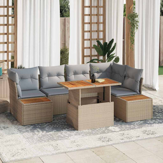 vidaXL Σετ Καναπέ Κήπου με αποθήκευση 10 pcs Μπεζ Πολυ ράταν